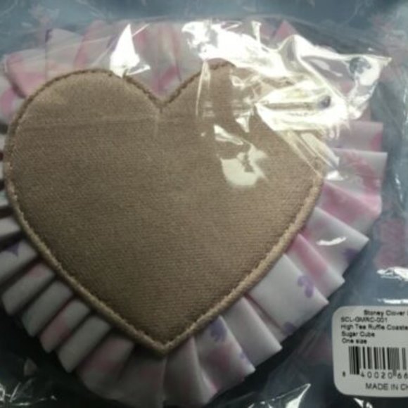 New Stoney Clover Lane SET of 4 COASTER High Tea Ruffle Sugar Cube White Pink - Picture 5 of 5